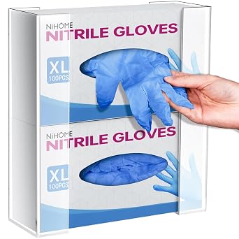 NiHome 2-Tier Clear Acrylic Glove & Tissue Box Holder Dispenser, Wall Mount