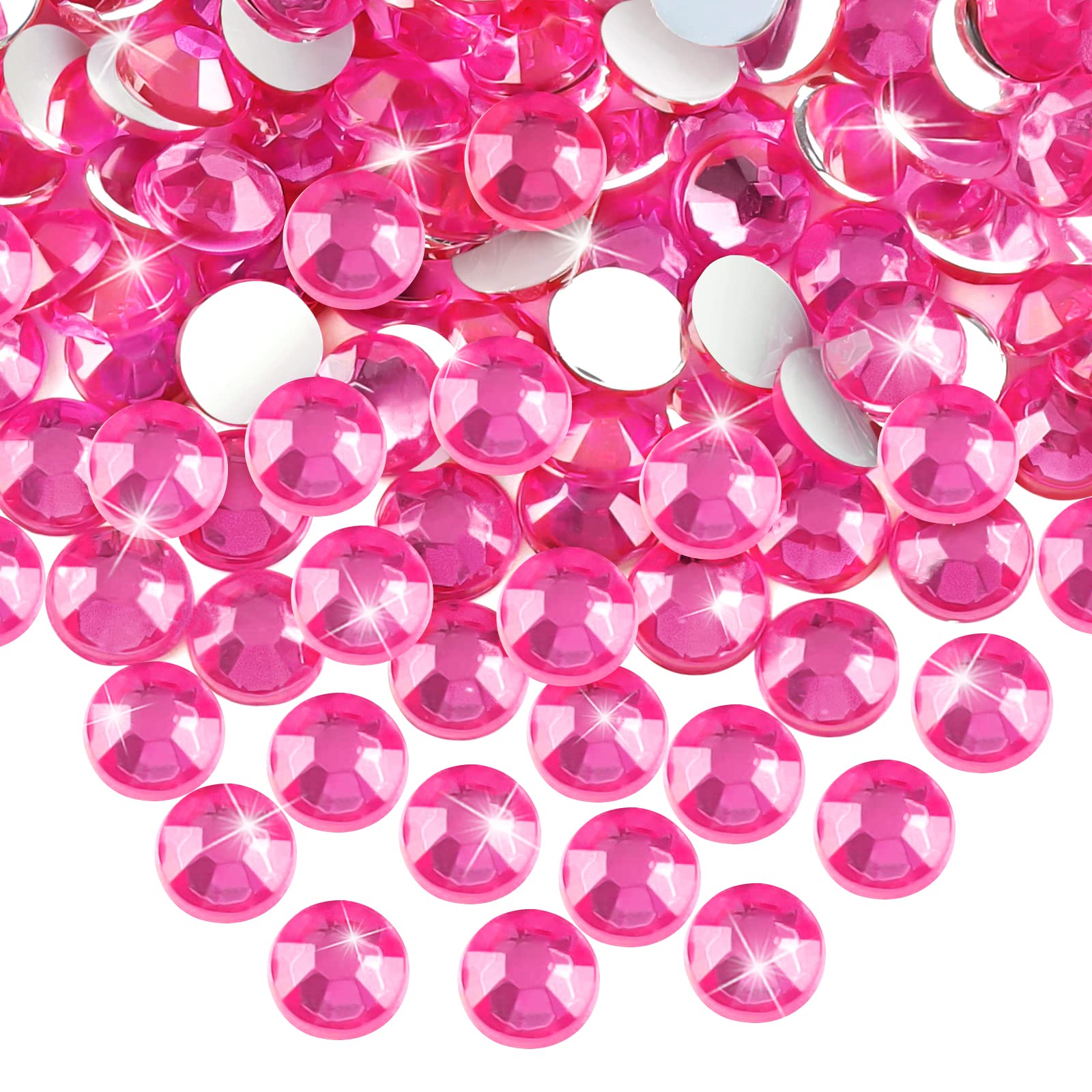 Lanstics5000Pcs Pink Rhinestones for Craft SS12 3mm Rose Red Flatback Rhinestones Gem Stones Round Resin Glitter Rinestones for Nails Art Makeup Clothes Shoes Decoration, Non-hotfix