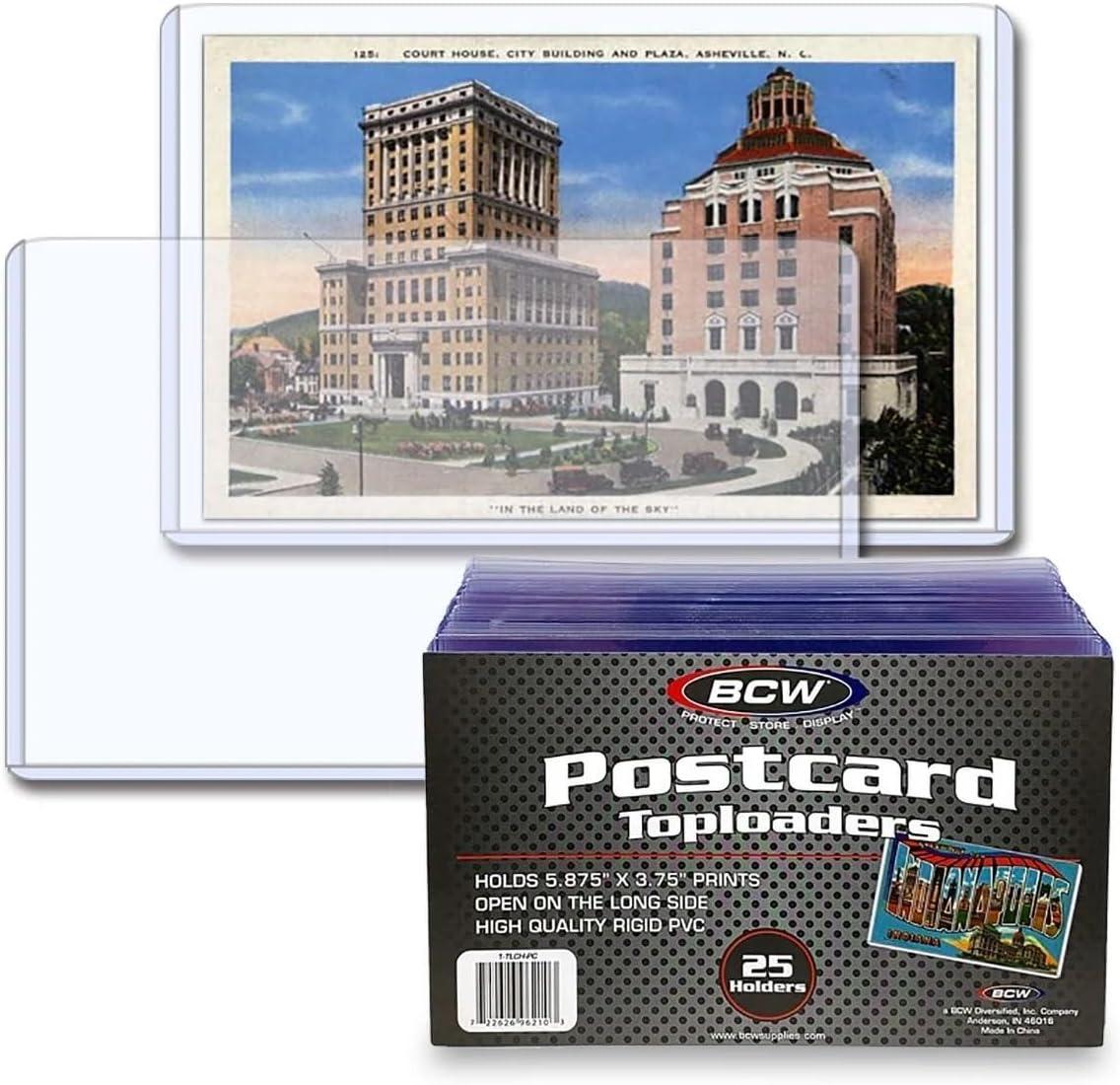 BCW Postcard Topload Holders for 5 7/8 x 3 3/4 Postcards, Clear, 25 Count