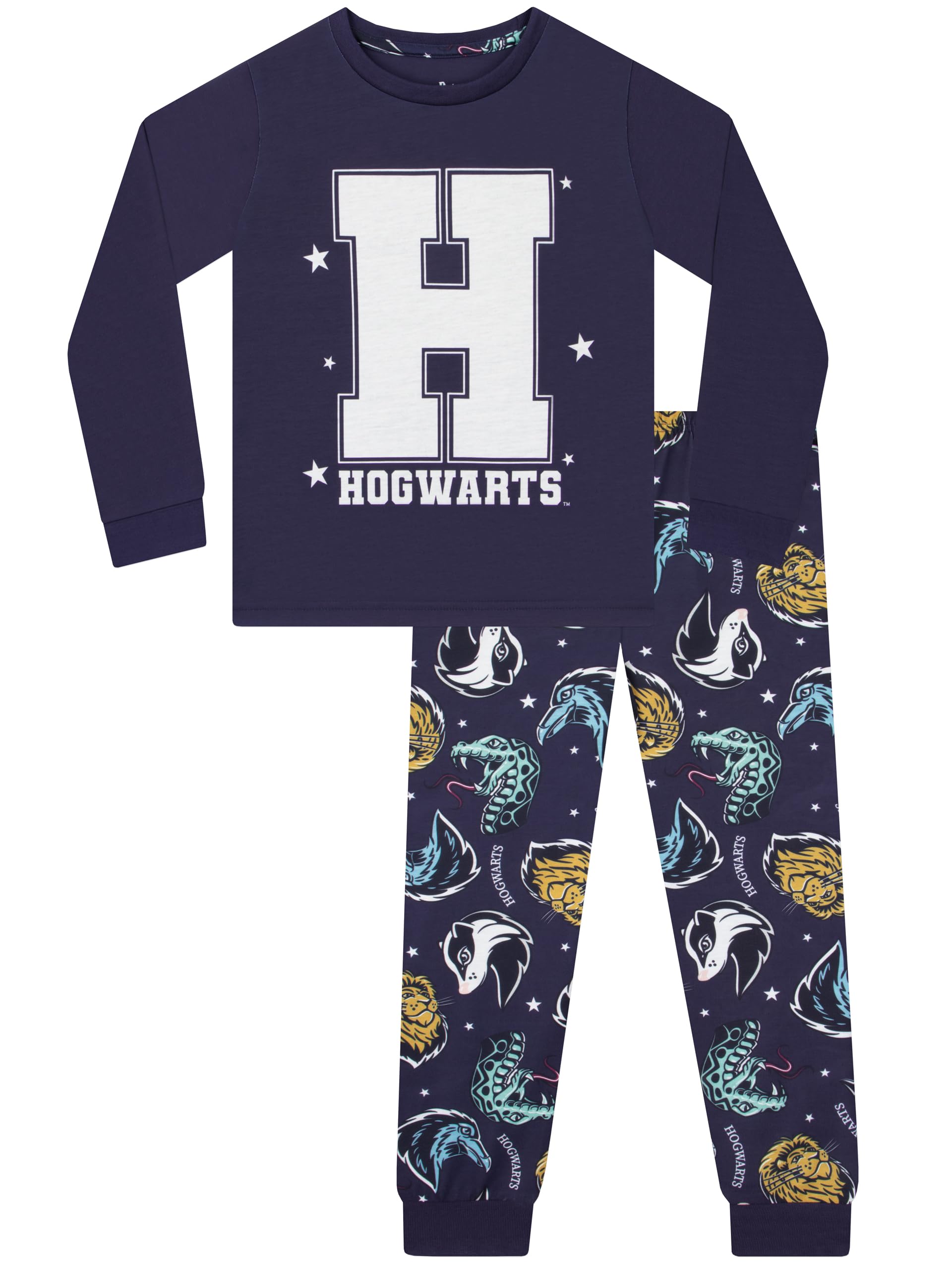 Harry Potter Pyjamas, Hogwarts Girls Pyjamas, Long Sleeve Kids Pjs, Girls’ Pyjama Set, Blue 6-7 Years