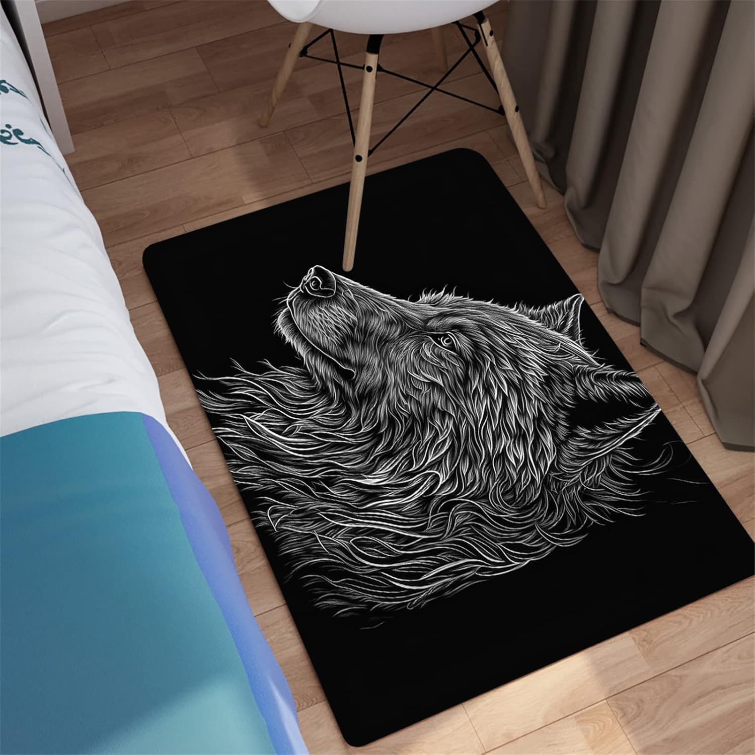 Wolf Rug - Animal Wolf Rugs for Boys Room Outdoor Indoor Floor Mat Doormats for Home Decor, 2'×3'