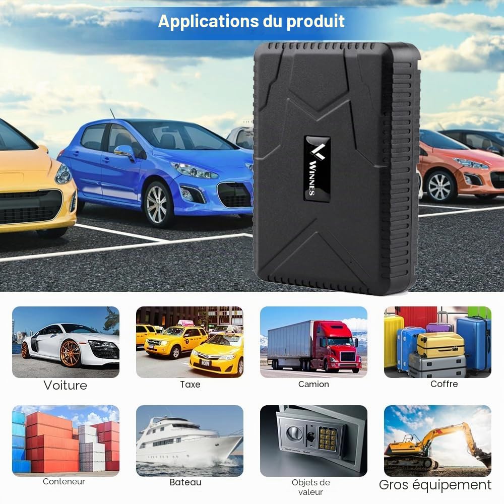 Tracker GPS avec Micro Winnes Traceur GPS Voiture 120 Jours en Veille Positionnement en Temps Réel Traqueur GPS avec Fort Magnétique et étanche IP65 App Gratuite Géolocalisation pour Voiture Moto Vélo