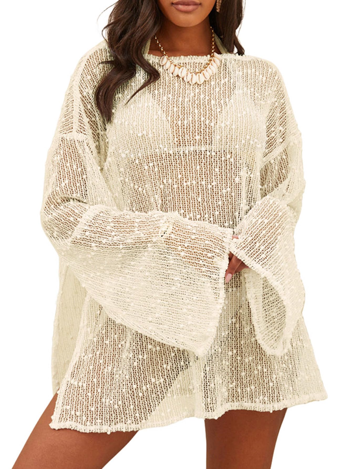 lilosy Sexy Crochet Beach Dress Kaftan Kaftan Swimsuit One Piece-picture-6