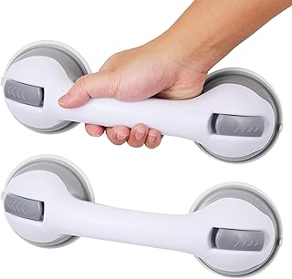 Grab Bars for Bathtubs and Showers Suction Grab Bar, Heavy Duty 12 Inch Shower Handle Removable Bath Handrails for Seniors and Elderly, Bathroom Safety Grip No Drilling Waterproof 2 Pack