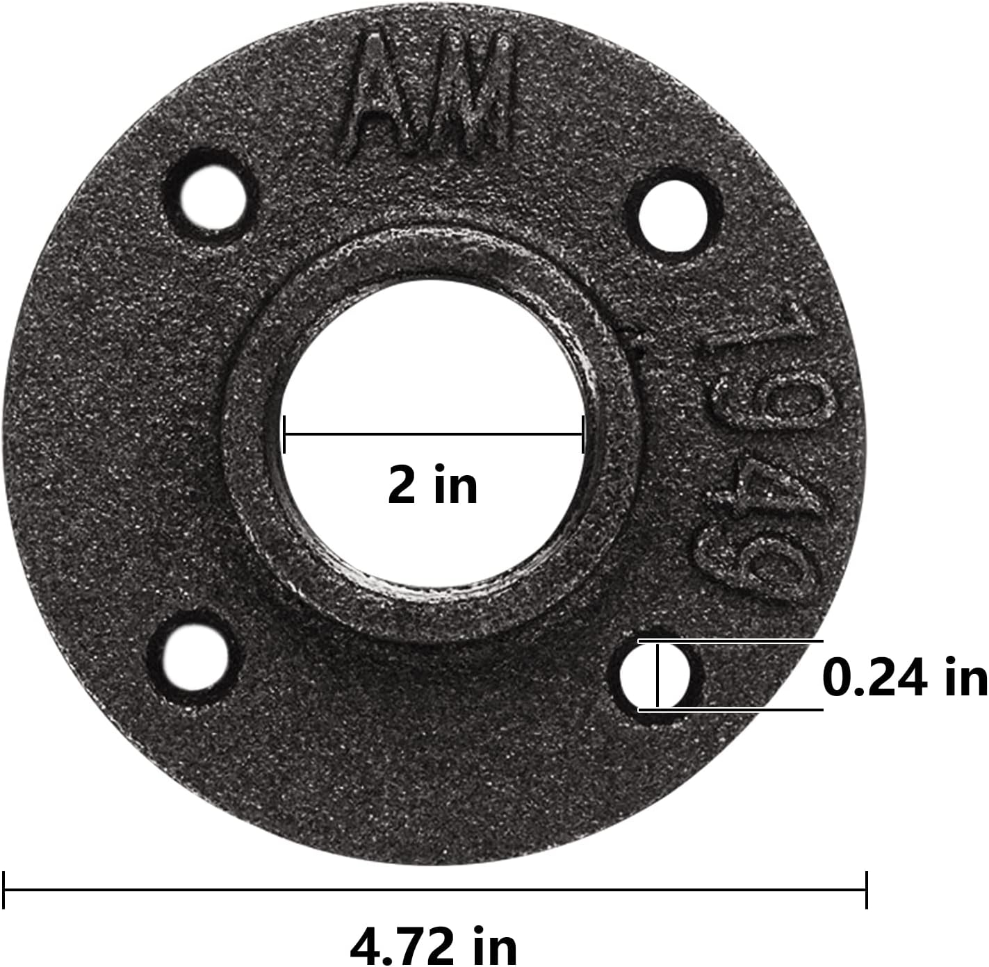 Floor Flange 2" Pipe Flange 4Pcs Industrial Malleable Iron Pipe Fittings with 4 Threaded Holes, Industrial Vintage Style Floor Flange for DIY Industrial/Home Decoration(4 Pack, 2")