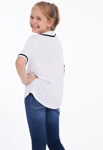 Miniatura 2 de ACEFAST INC Camiseta de béisbol para niños, con botones, uniforme de equipo de sóftbol, para niñas, niños, hip hop, sudadera de color sólido