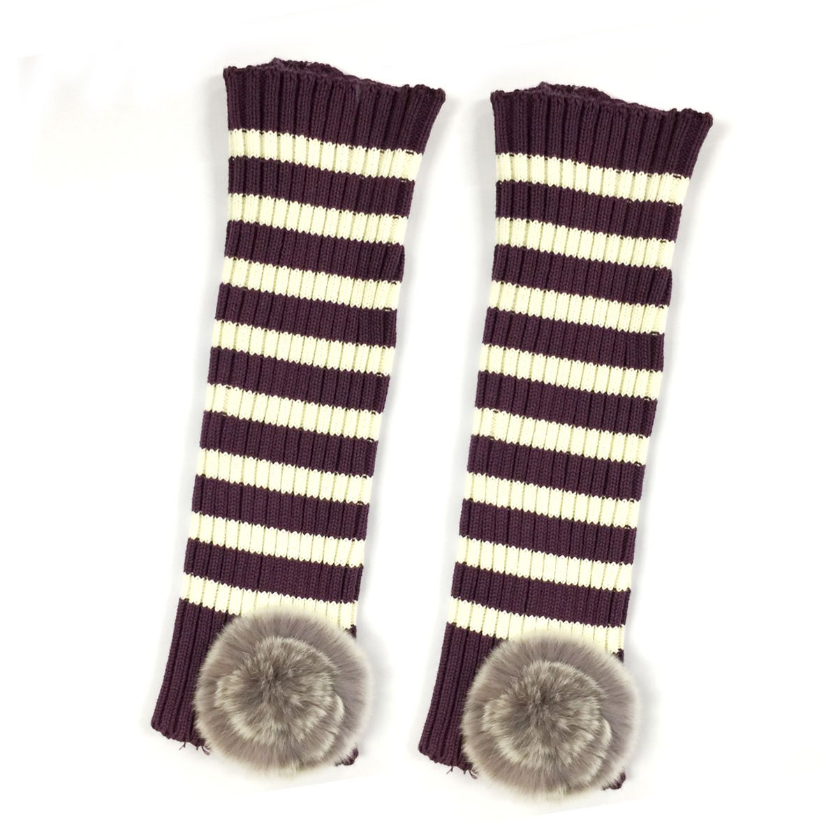 Bowbear Little Girls Striped Leg Warmers Purple