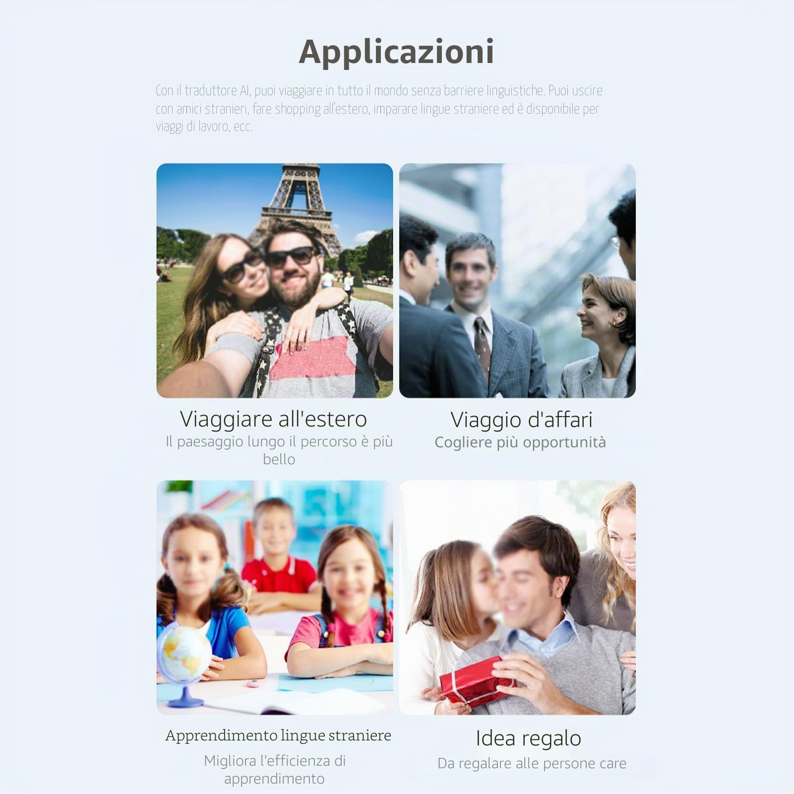 Dispositivo di Traduzione Vocale, Dispositivo di Traduzione Istantanea Bidirezionale in 96 Lingue, Voce e Testo, Dispositivo di Traduzione Vocale Ad Alta Precisione per attività