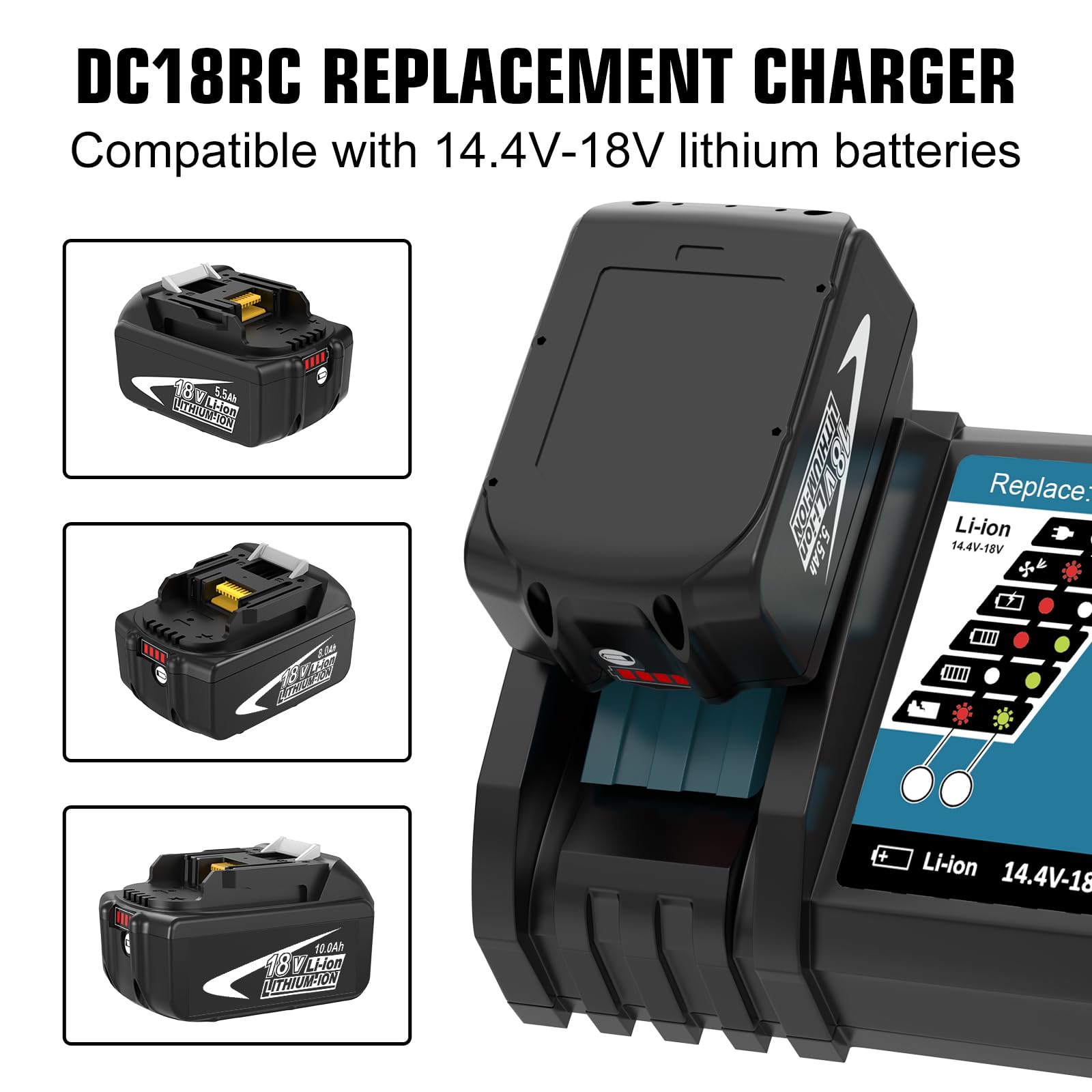 Cargador rápido 7A Recambio para Cargador Makita 18V DC18RC