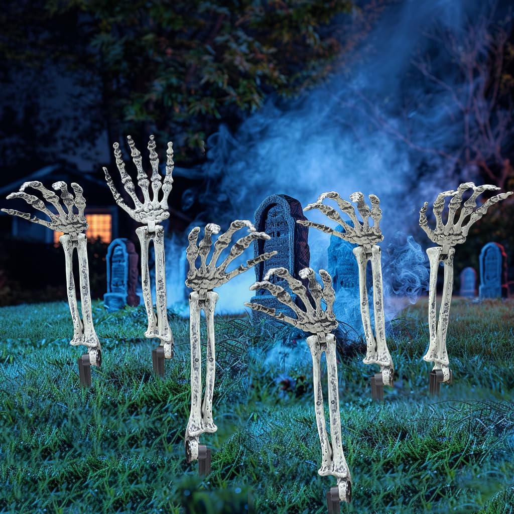 6 szt. Realistyczne słupki szkieletu na Halloween dekoracje na trawnik paliki ogród Halloween szkielet dekoracja