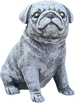 MagiDeal Lovely Pug Resin Statue Lawn Patio Decoration, Garden Gnome Statue Perfect for Many Occasions Hand Painted Lightweight Funny