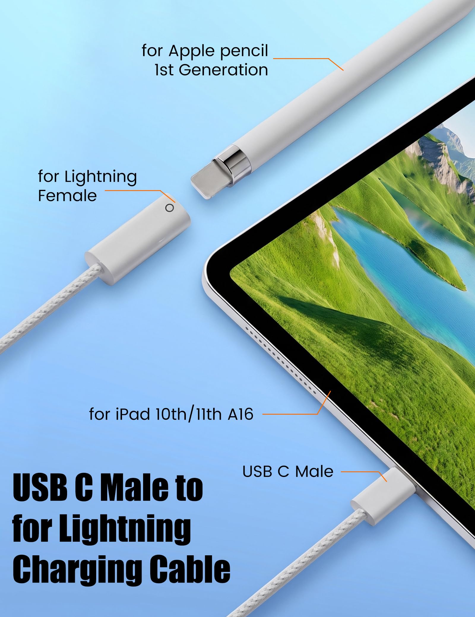 Amazon.com: BDJXCUSA 3FT Charger Cable for Apple Pencil 1st Gen