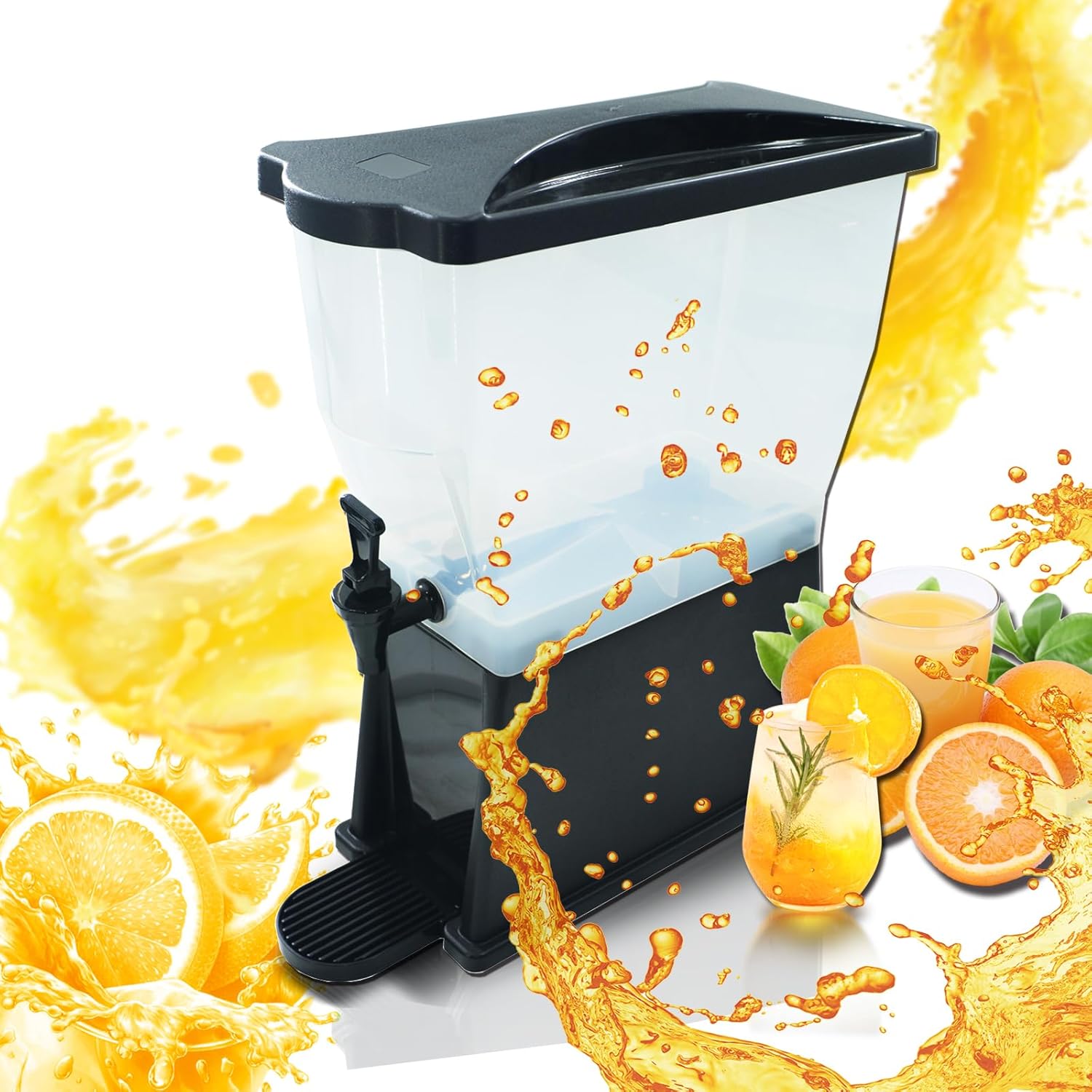 clivia 3 gallon beverage dispenser, commercial iced drink dispenser for parties, 11l juice dispenser with spigot lid black base, water dispenser for restaurants