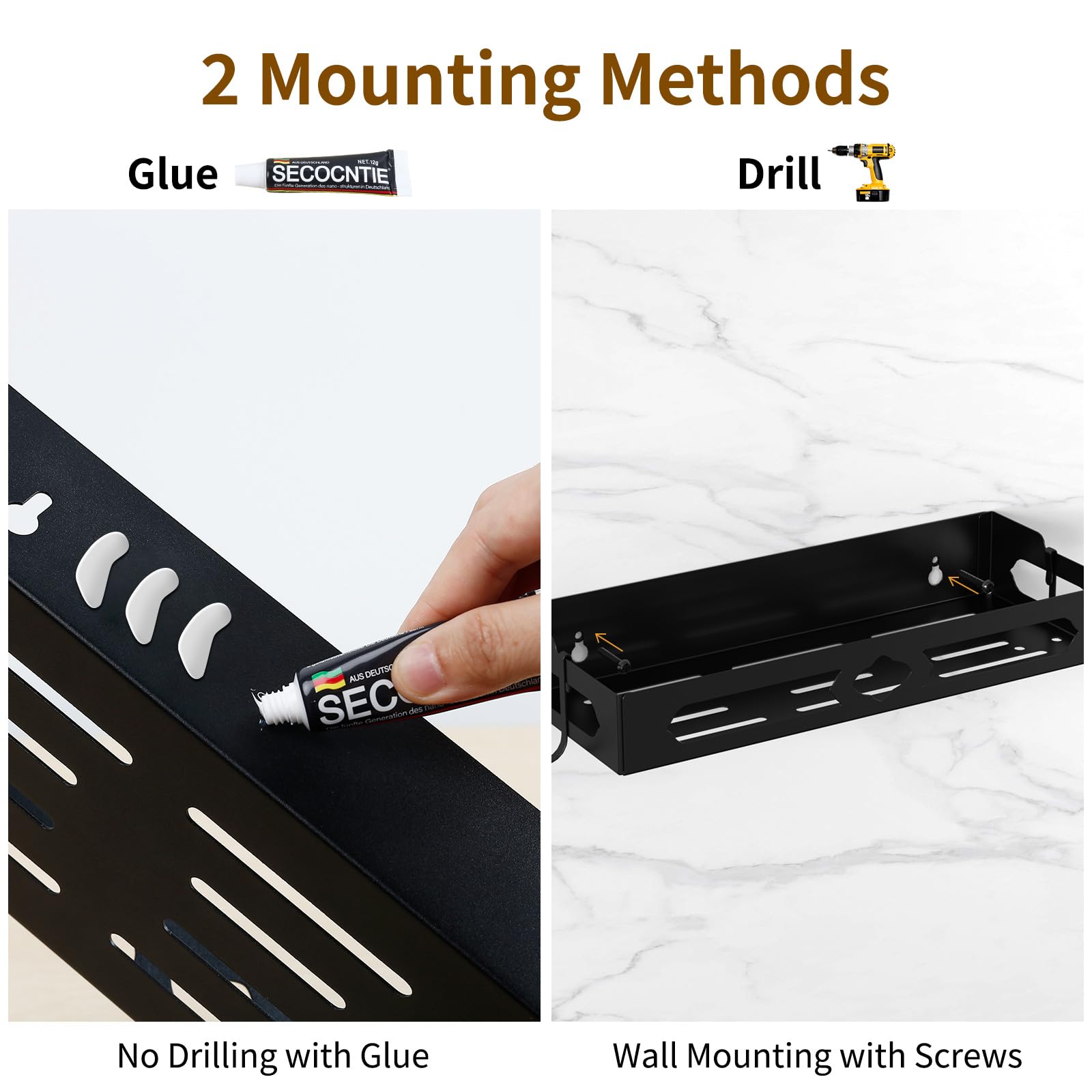 Soporte de pared para toallas de papel para cocina, diseño de fácil operación con una sola mano, soporte para toallas de papel autoadhesivo con estante para baño, toallero de papel RV con 2 6