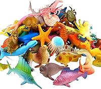 Funcorn Toys 52 Pack Ocean Sea Animals - Realistic Mini Vinyl Figures, Bath Toys, Party Favors, Cake Toppers for Kids 3+