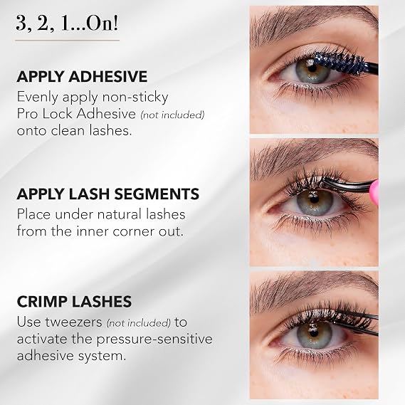 Pro Lash ProWear Professionally Styled Lash Clusters - Easiest to Apply Eyelash Cluster - 10 Day Eyelashes - Waterproof Lashes Clusters - 3 Sets - Natural No. 00 - Black
