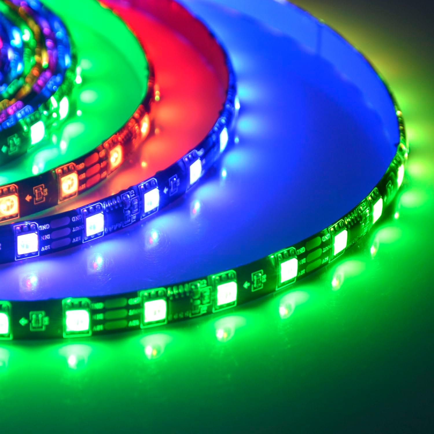16.4ft Black Strip Waterproof WS2811 LED Strip Addressable 2811 LED Pixel 12V RGB LED Stip Magic Dream Color Multicolors 300LED(Brighter RGB)