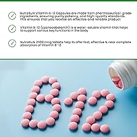 Vista 7 de NutraBulk Vitamina B-12 Cápsulas de 2500 mcg Micro-Pastilla Apoya el bienestar cognitivo y general, ayuda a ayudar al cerebro, la potencia