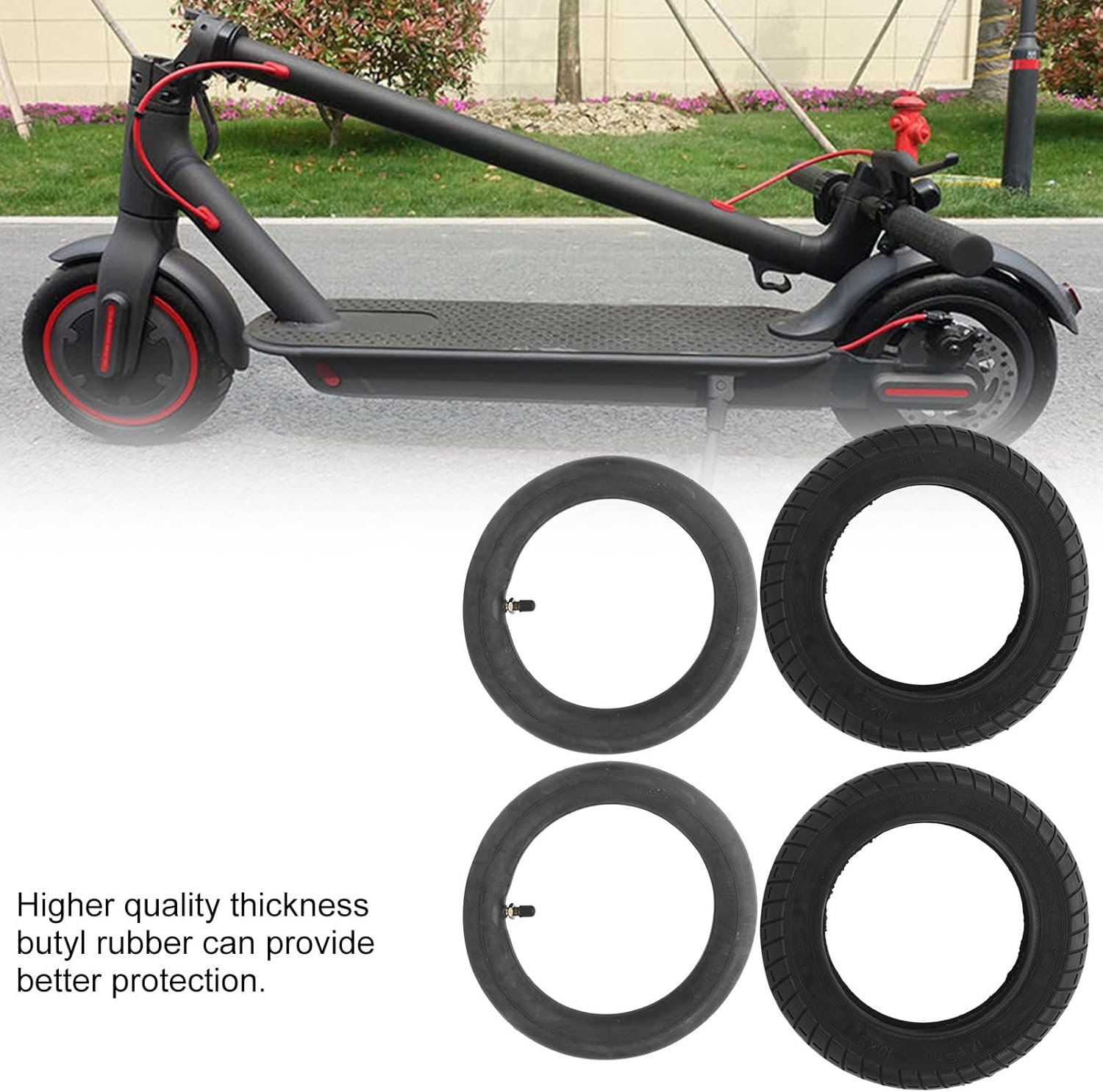 Scooter Tyre Replacement, Conbersion Tyre Accessories, Non‑Slip Larger Diameter for 10‑Inch Scooters Replacement M365 Electric Scooter Outdoor