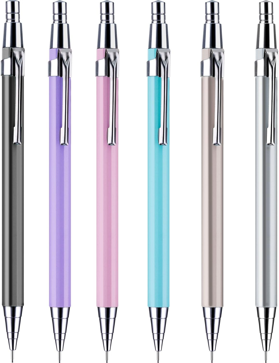 Bememo 15 Pieces Mechanical Pencil Set 0.5 mm, Assorted Colors, 6 Pieces Mechanical Pencils and 6 Tubes Refills with 3 Pack Erasers for Office and School