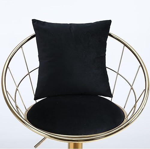 Miniatura 6 de Taburete de bar de terciopelo ajustable, juego de 2, taburete de bar altura de mostrador con diseño de rejilla trasera, base dorada, almohada y
