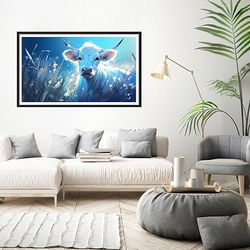 Miniatura 3 de Kits de pintura de diamante 5D para adultos, kits de arte de diamantes de vaca de ensueño azul, kits de arte para principiantes, kits de