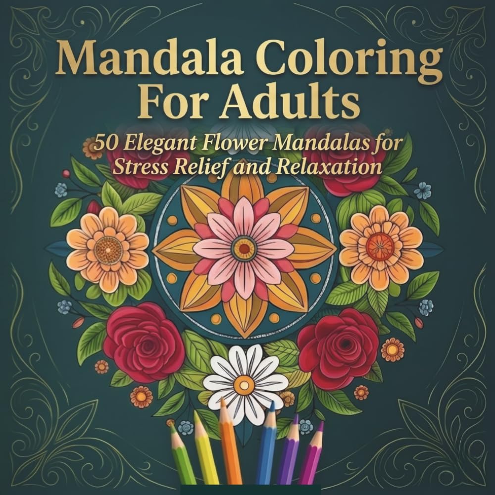 Mandala Coloring For Adults: 50 Elegant Flower Mandalas for Stress Relief and Relaxation (MANDALA COLORING BOOKS FOR ADULTS COLLECTION- FOR STRESS RELIEF & RELAXATION)