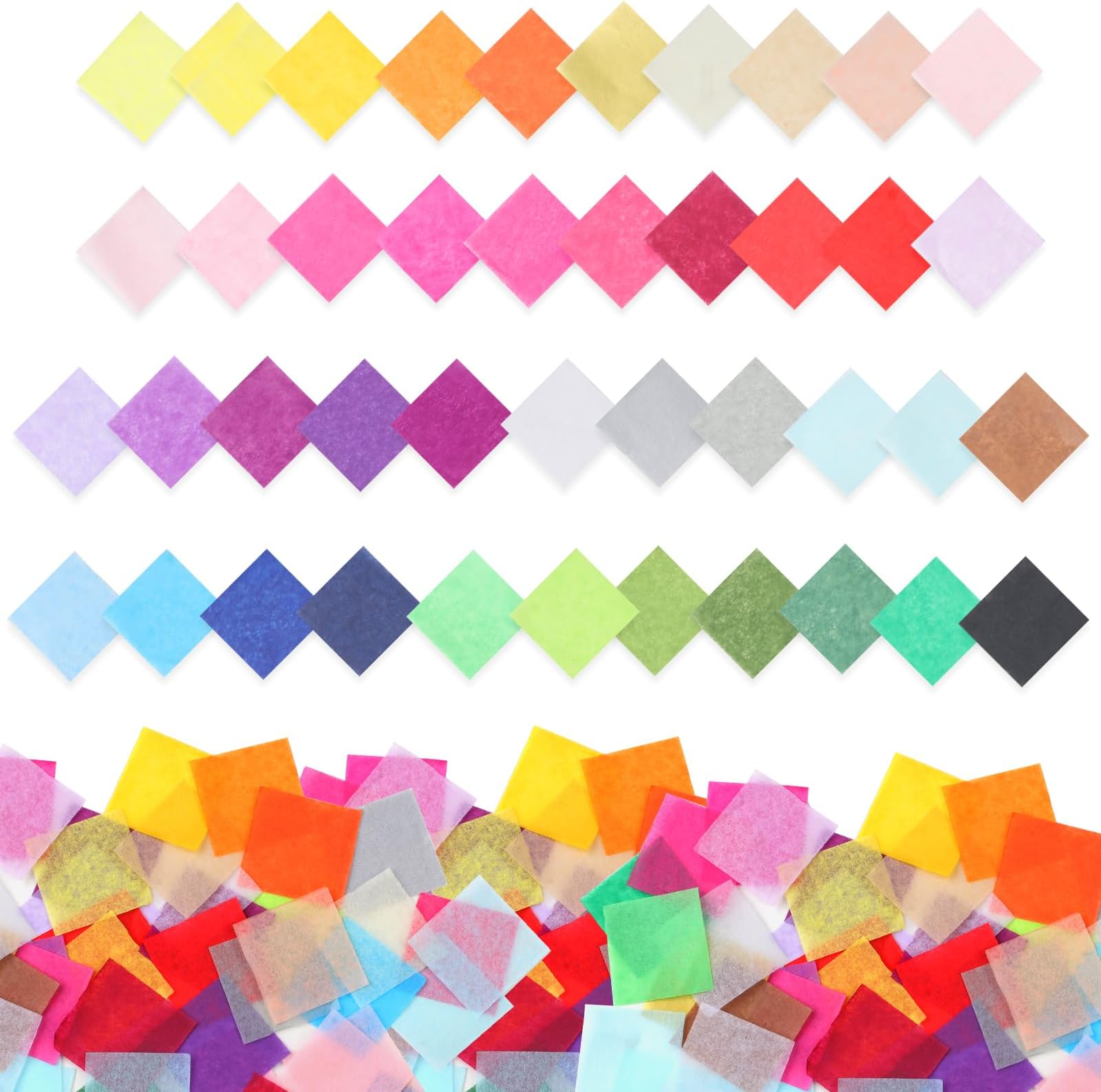 Phinus 6300 Pcs 1 Inch Tissue Paper Squares, Tissue Papers for Crafts, 42 Colors Art Rainbow Tissue Paper Bulk for Crafts, Art Projects, Birthday Party