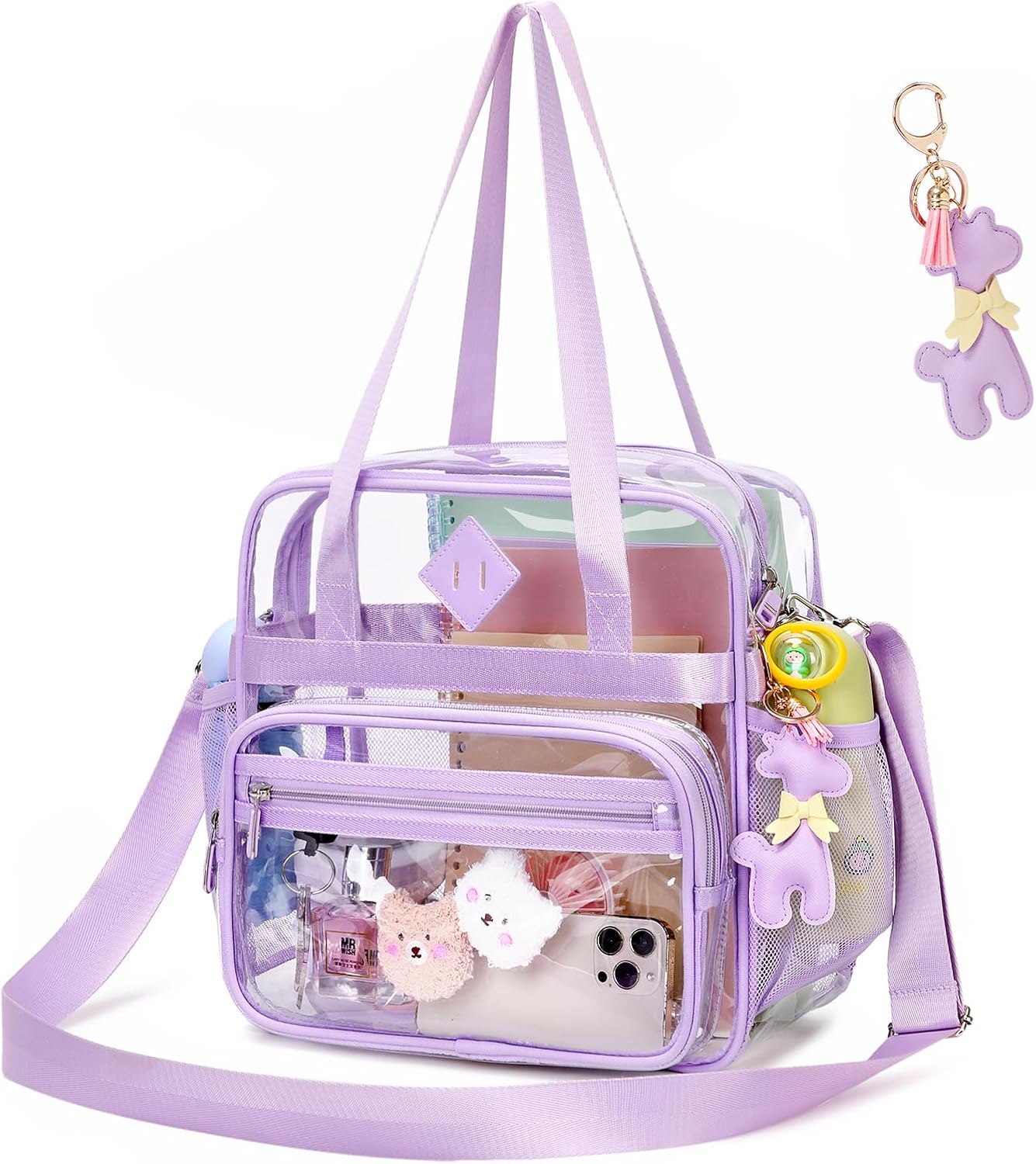 PIG PIG GIRL Clear Tote Bag - 12x6x12 See Through Stadium Event Bag for Women