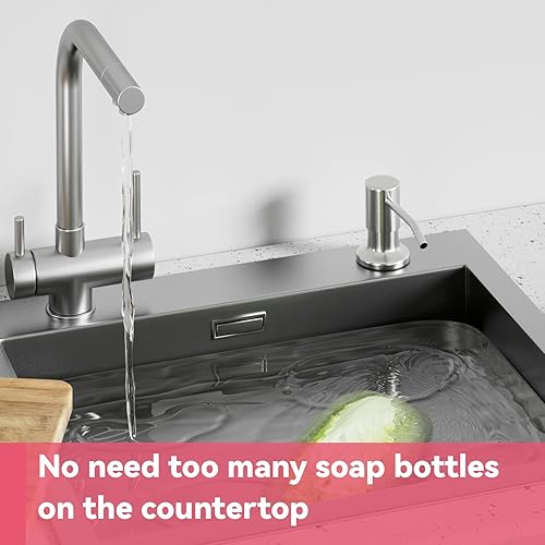 Miniatura 7 de Dispensador de jabón para fregadero, dispensador de jabón para fregadero de cocina con tubo de extensión de 47 pulgadas, base de cabezal de bomba