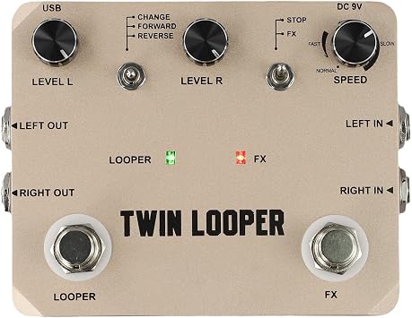 Rowin Twin Looper Effect Pedal with 11 Sound Modes and 10 Minutes Looping Time for Artistic Expression