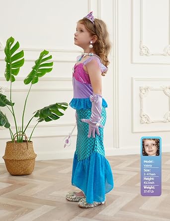 Mermaid Costume Girls Dress Up Birthday Halloween Party Cosplay