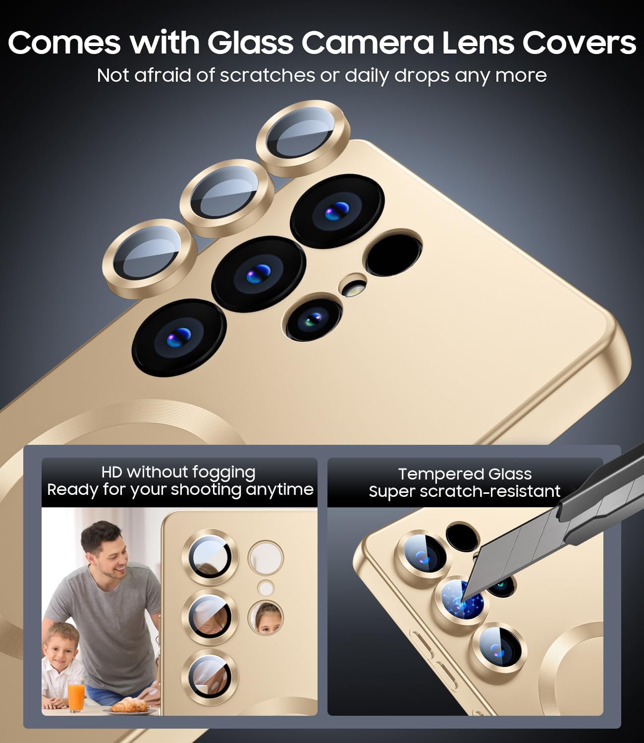 Matte for Samsung Galaxy S25 Ultra Case, Compatible with MagSafe, Slim Thin Magnetic Cover with Built-in Camera Lens Protector (Removable) Shockproof Phone Shell, Gold - Image 2