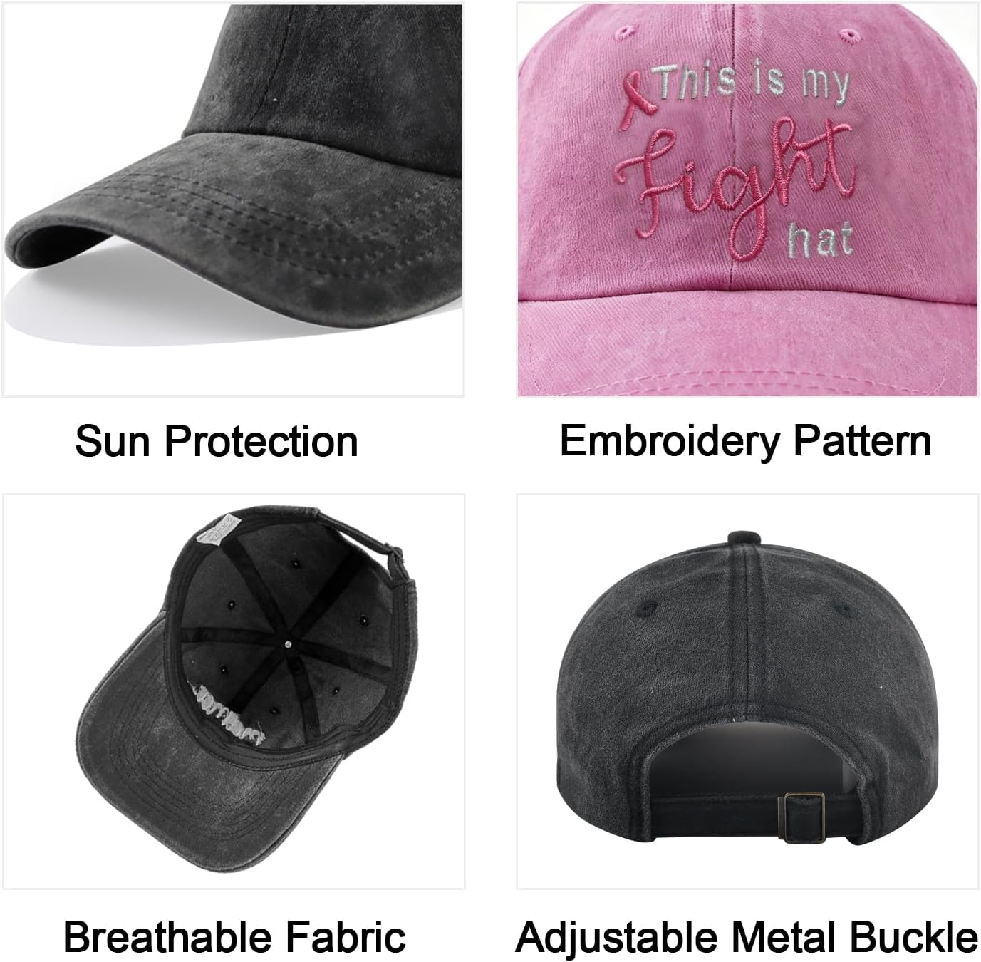 Breast Cancer Gifts for Woman, This is My Fight Cancer Cap Chemo Hat image 3
