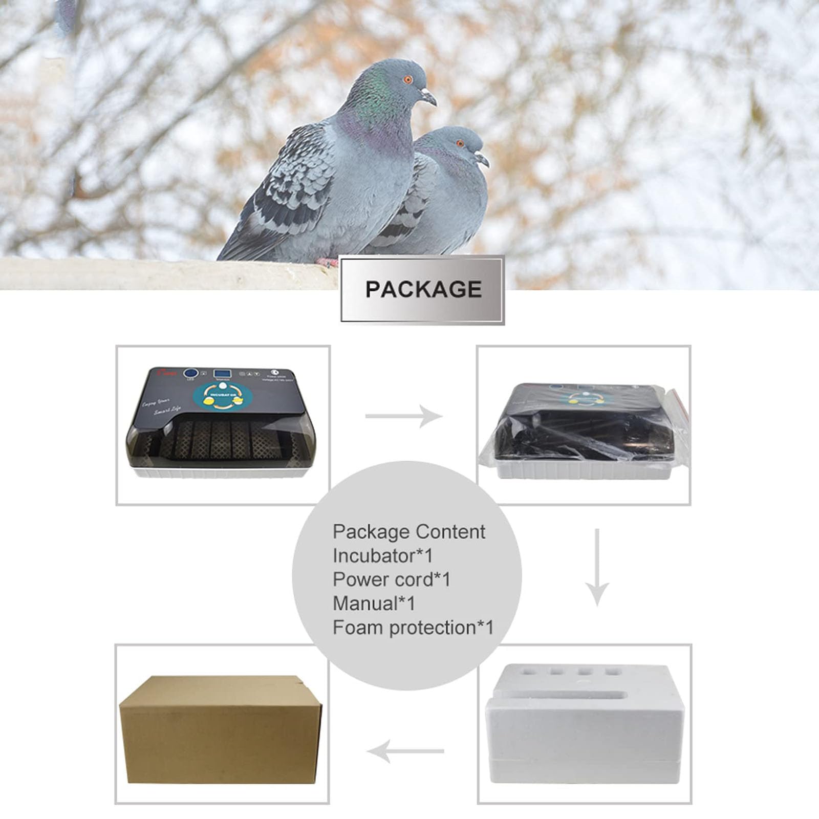 Incubadora automática de huevos para 12 huevos, incubadora digital con giro de huevos para incubar pollos, patos, gansos, codornices y otros pájaros