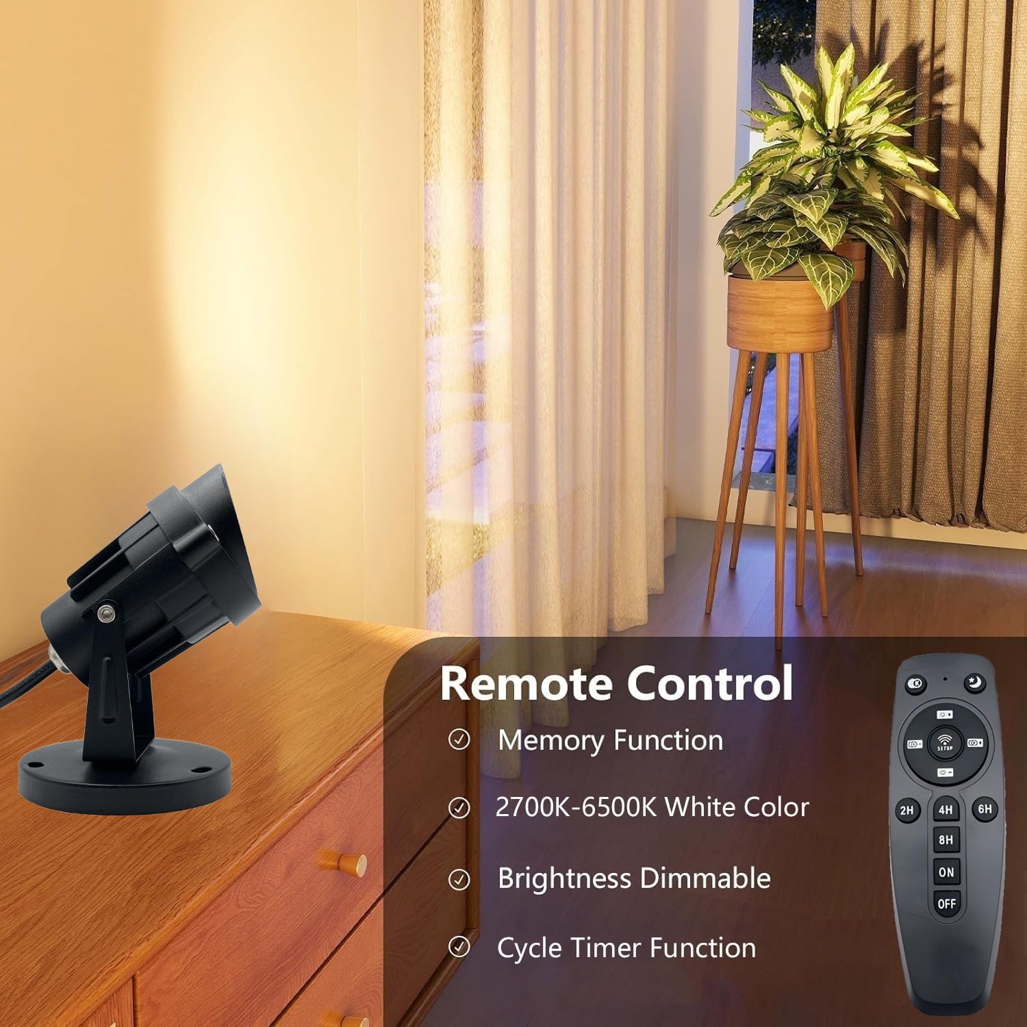 2Pack LED Spot Lights Indoor 8W Up Accent Lights Floor Spotlight 2700K-6500K Adjustable Uplights Indoor Accent Lighting for Indoor Plants Pictures Artwork 5.9 FT Cord with Foot Switch