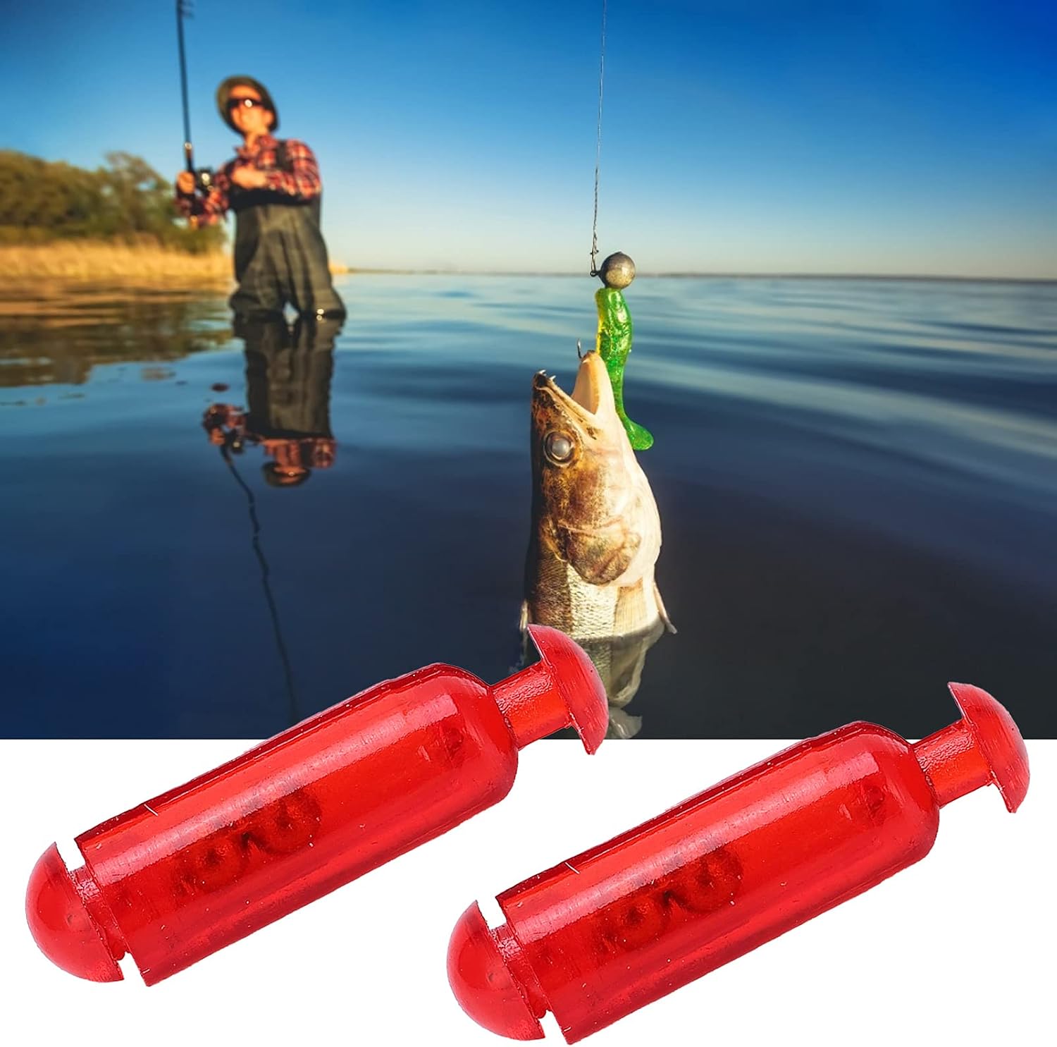 Dilwe Fishing Lure Bait Rattle, 50Pcs 15mm Fishing Lure Insert Tube Rattles Fishing Accessory for Soft Fish(red)