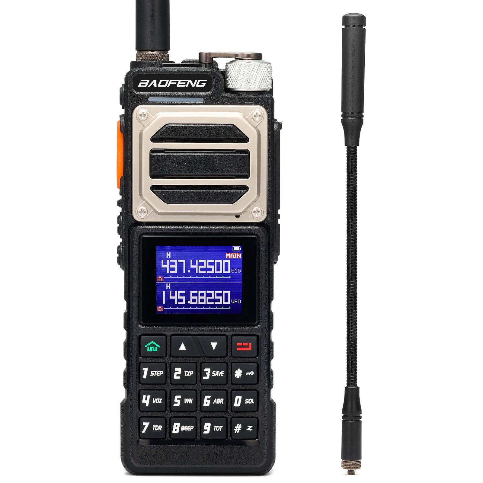 BAOFENG Radio UV-25, walkie-Talkie de Largo Alcance Tri-Power de 10 W, Receptor multibanda UHF/VHF/FM, batería de 5200 mAh, Antena de Cuello de Cisne | Batería de 5200 mAh con tipo C, receptor multibanda FM Air, dispositivo de mano, antena de cuello de ci