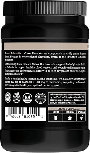 Miniatura 3 de Black Forest Cacao en polvo con alto contenido de flavanol (1200 mg de flavanoles y suplementos de flavonoides) 10 veces más flavanoles