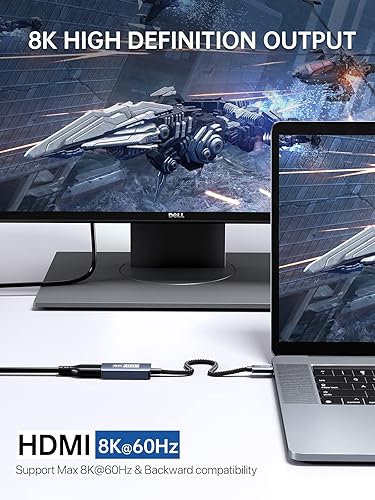 Miniatura 2 de dockteck Adaptador USB C a HDMI 8K a 60Hz, tipo C (Thunderbolt 3/4) a HDMI convertidor 4K a 120Hz compatible con MacBook Pro, MacBook Air, iPad