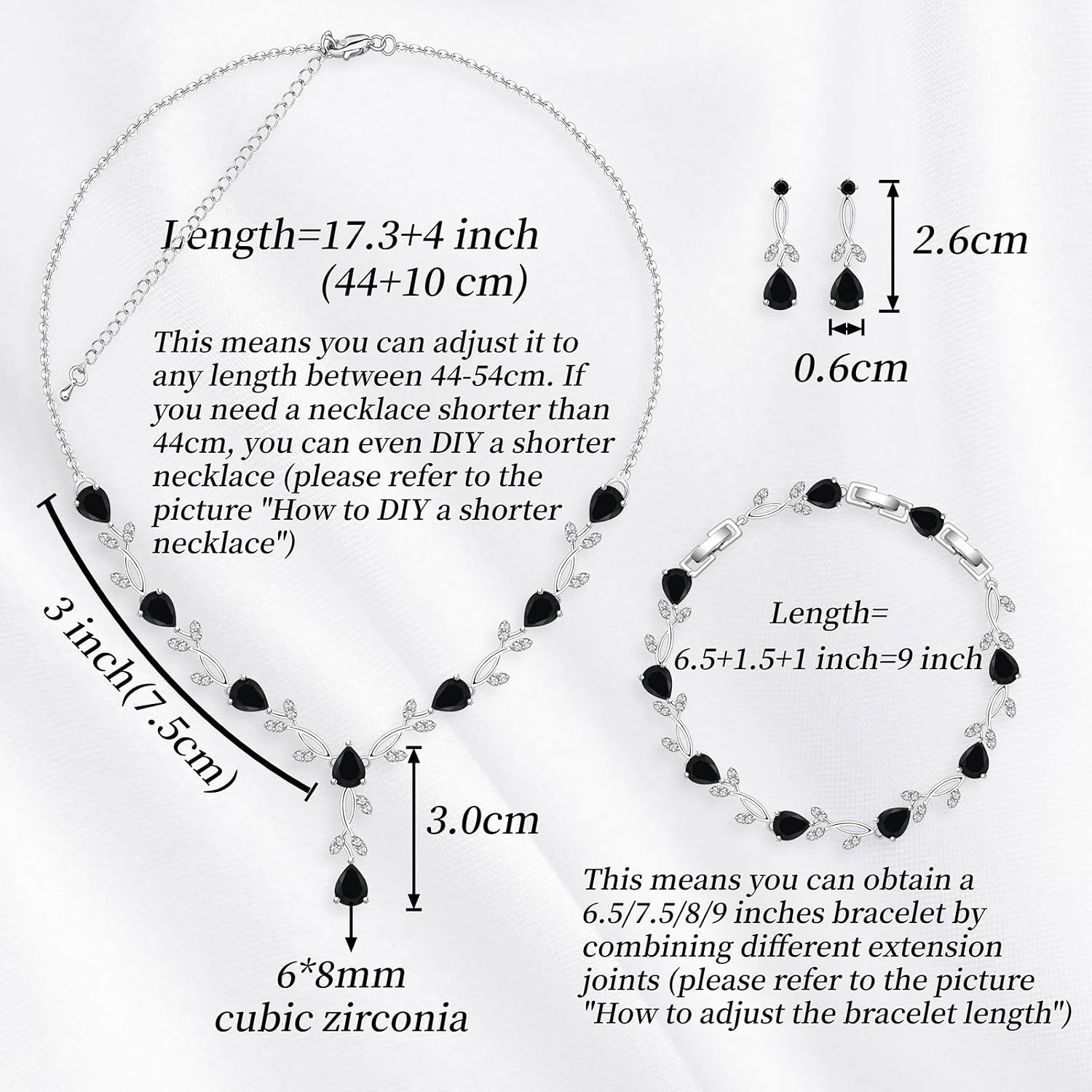 GZWHD Wedding Jewelry Sets for Bride Bridesmaid Women Cubic Zirconia Necklace Earrings Bracelet Set Gift for Mother Friend Wife Daughter Sister Party Prom Jewelry
