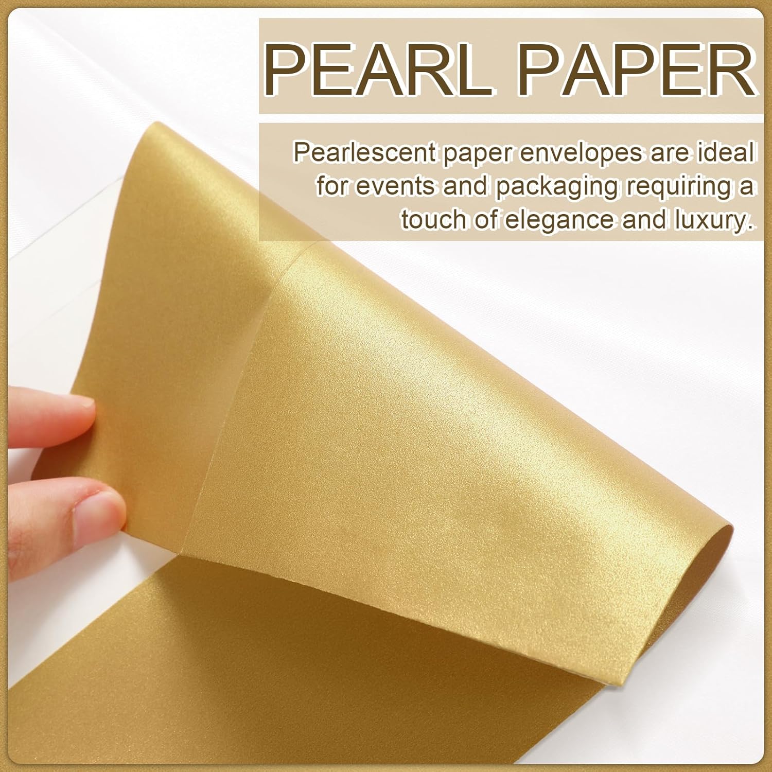 100 Count #10 Champagne Gold Metallic Business Envelopes, 80 lb, 4 1/8" x 9 1/2" Metallic Business Letter Size Envelopes, Peel & Press Square Flap, Printable for Professional Mailing Office