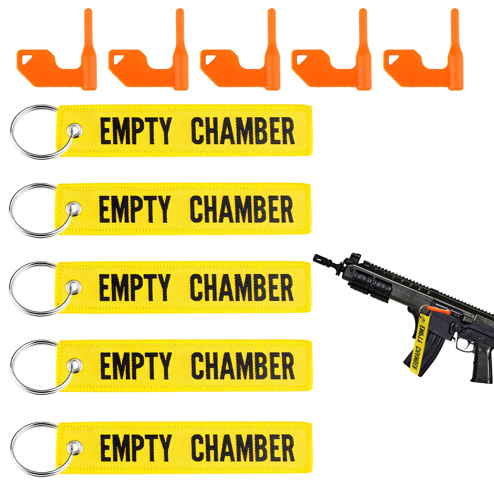 EuSupNova 5 Piezas Banderas de Seguridad para Cámara de Pistola, Universal para Cámara Vacía Compatible con Bandera de Seguridad para Rifle de Caza Pistola, Incluye 5 llaveros