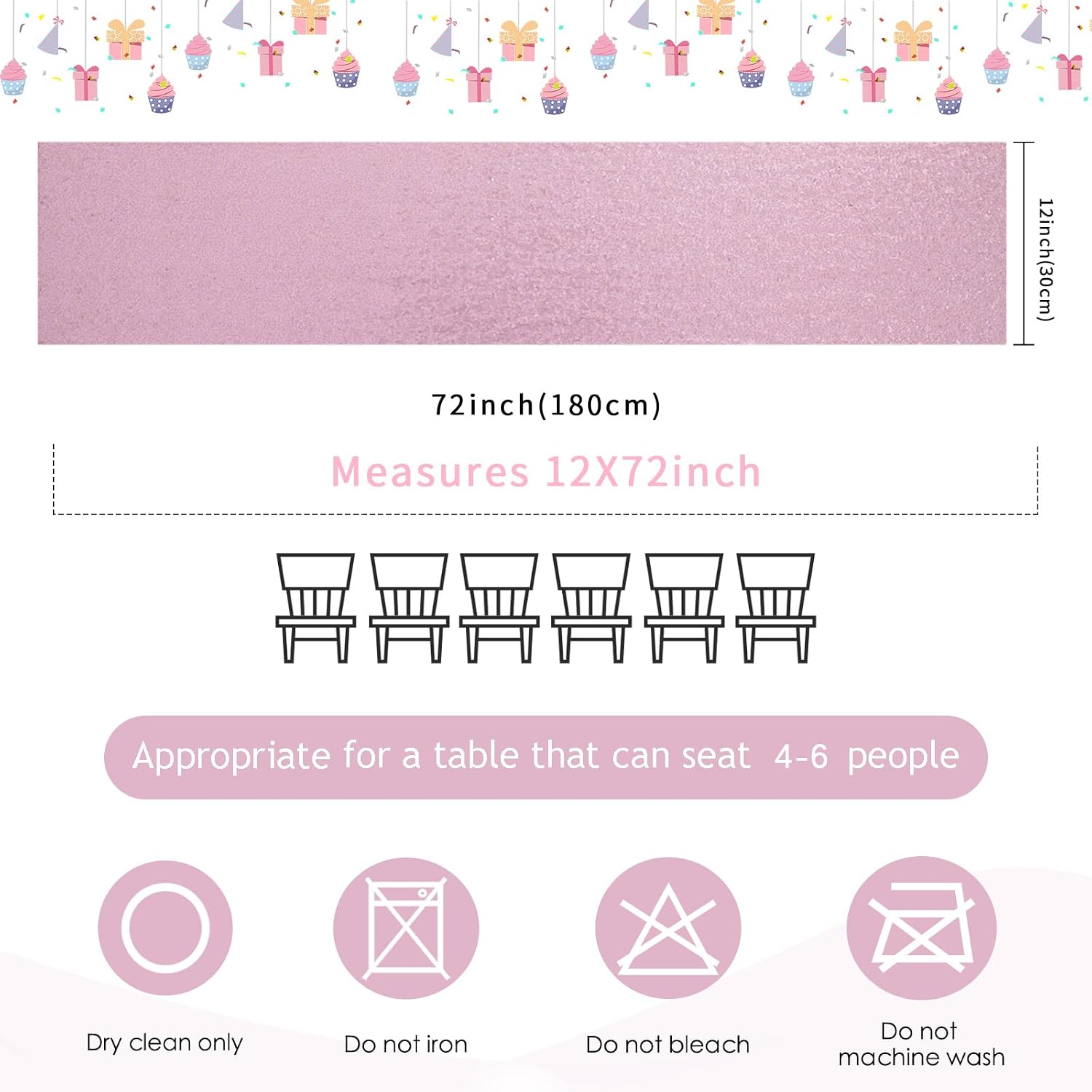 B-COOL Fuchsia Pink Sequin Table Runner 4Pack 12x72 Inch image 4