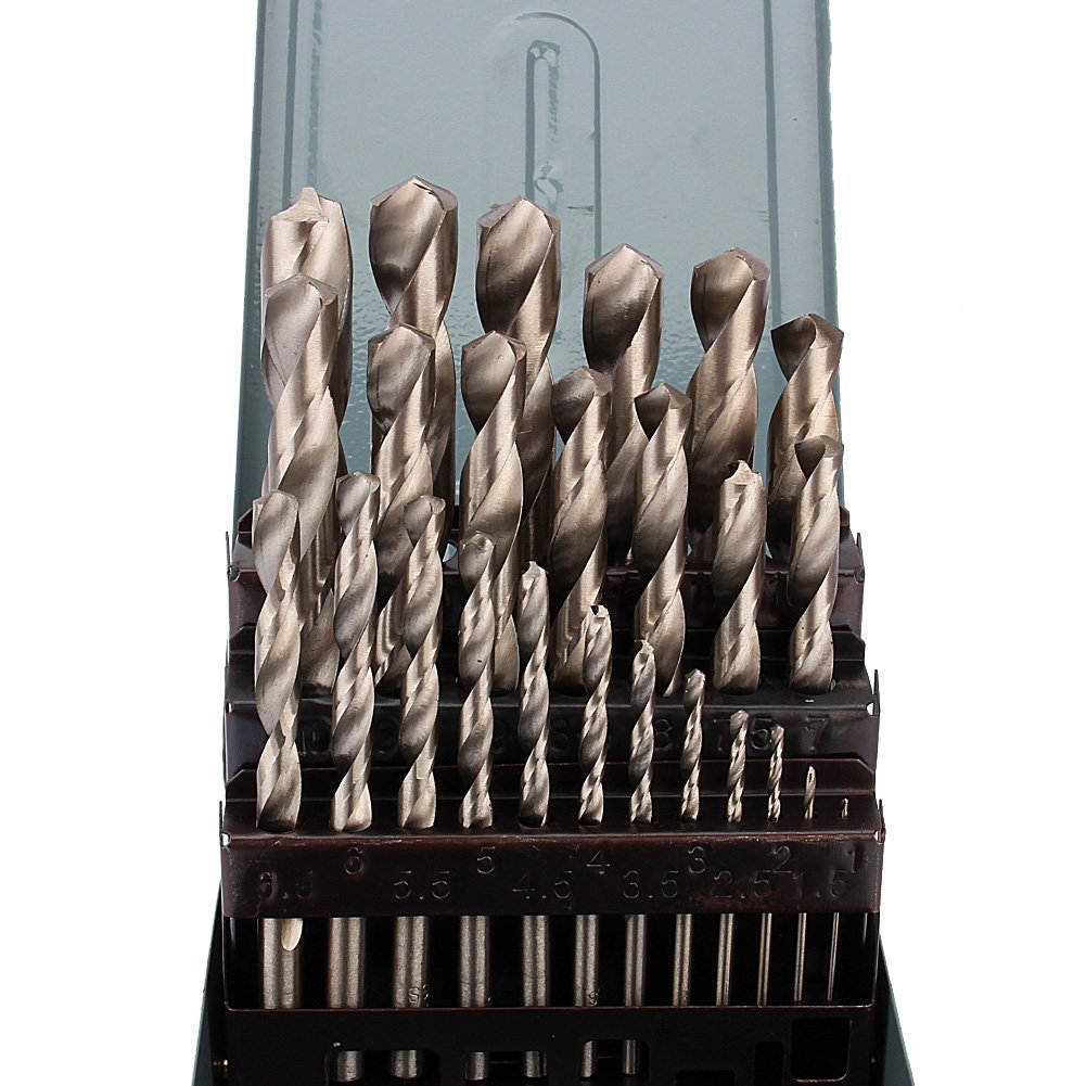 Jeu de Forets à Métaux HSS, 25 Pièces, 1-13mm, pour Béton Maçonnerie Pierre Calcaire, Coffret de Forets Mixtes