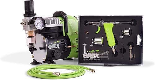 Grex GCK01 Aerógrafo combo set con génesis XT y compresor de aire AC 1810-A