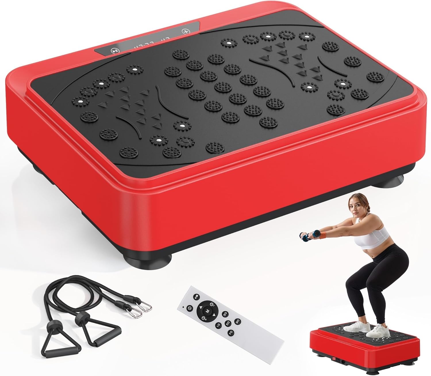 Vibration Plate Machine with Resistance Bands – Home Fitness Equipment for Weight Loss & Lymphatic Drainage
