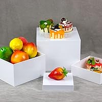 Vista 5 de White Acrylic Cube Cupcake Dessert Display Stands, 5 Sides Nesting Risers Boxes, Square Acrylic Table Decorate Storage Cases for Parties, Weddings