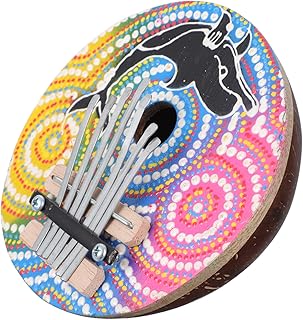 SUPVOX 1pc 7 Thumb Fiddle Kalimba Kid Gifts Thumb Pianos Marimba Instrument Painted Finger Thumb Piano Kalimba Piano Marimba Musical Instrument Coconut Shell Finger Piano Mini Thumb Piano