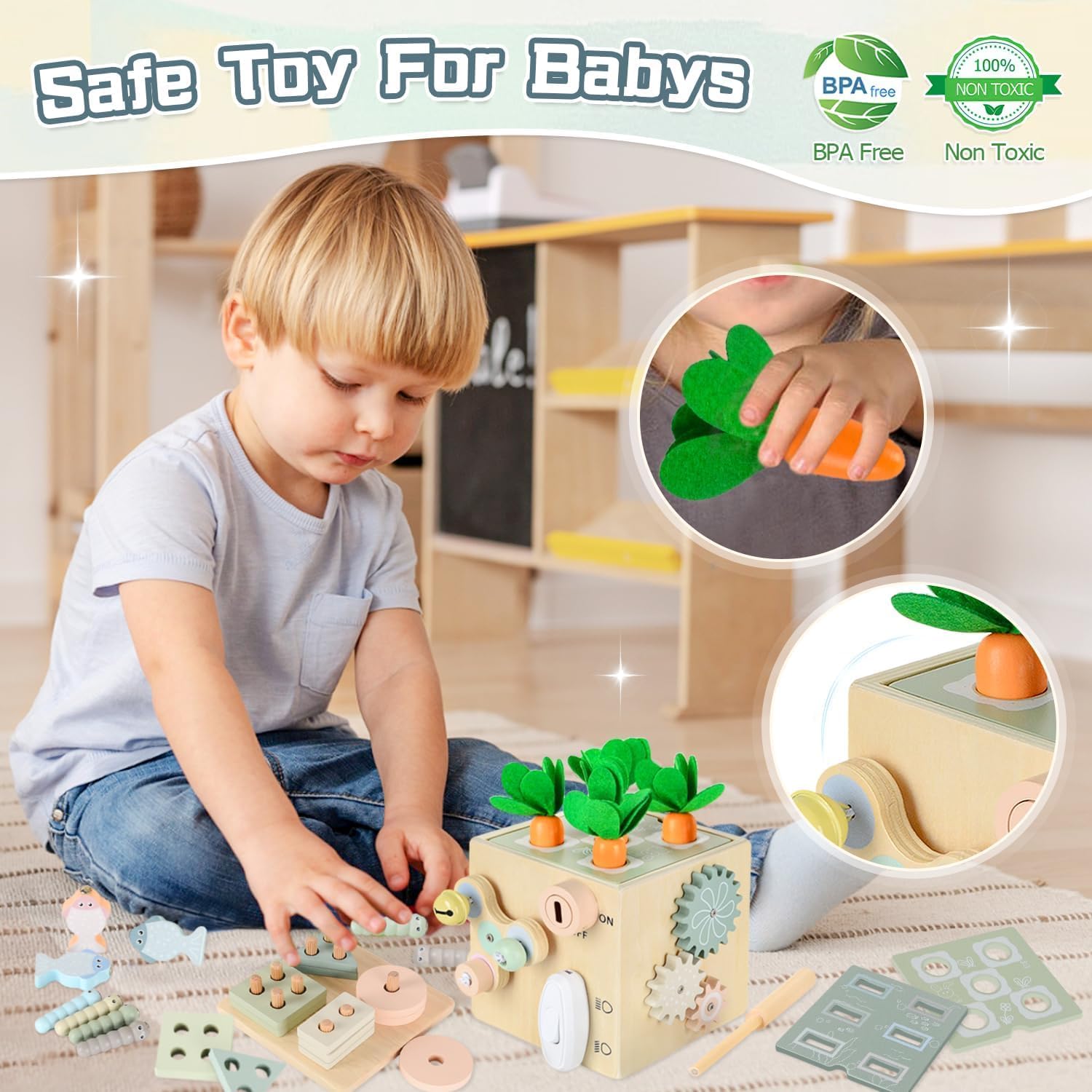 AECHO Giochi Montessori 1 2 3 Anno, Giocattoli Bambino 1 Anno, Giochi Legno Bambini 1 Anno, Regali di Compleanno Natale Pasqua per Bambina Bambino 1-4 Anni